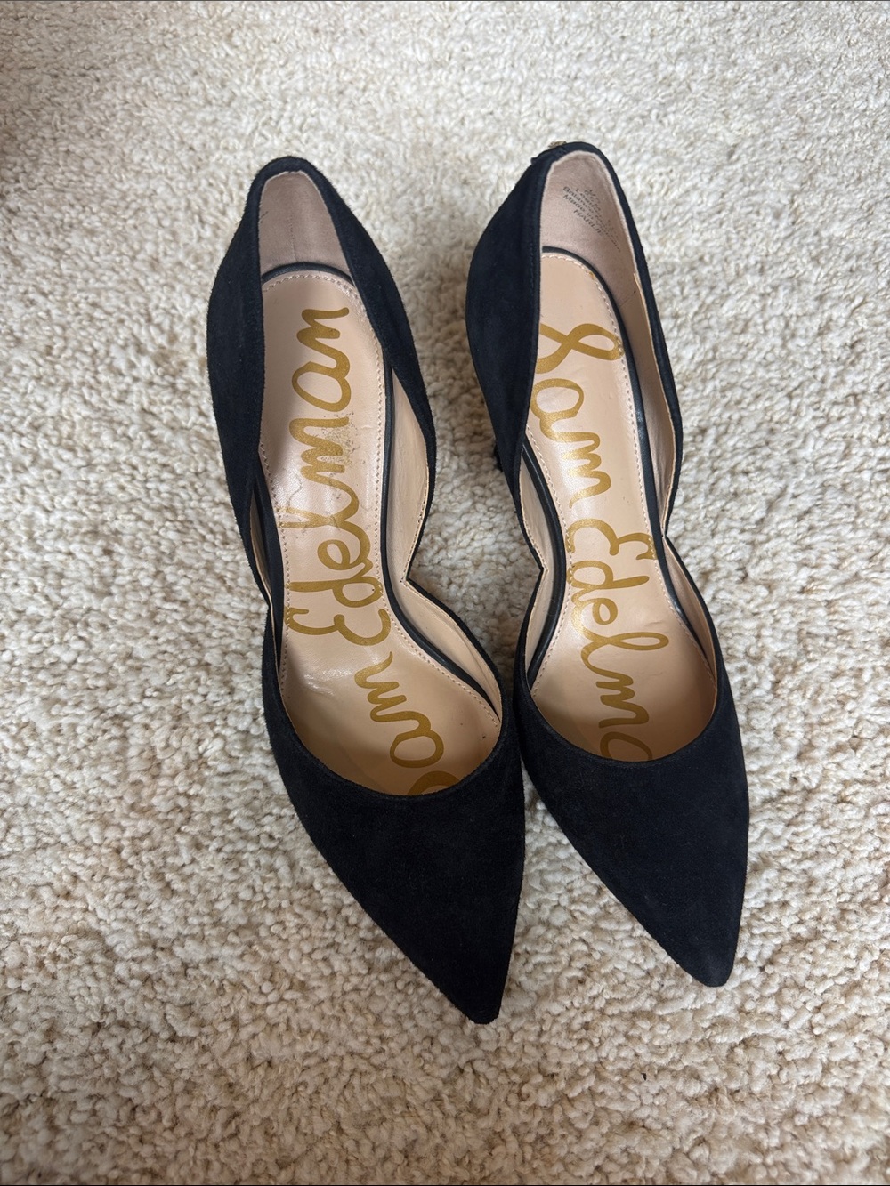 Sam Edelman Black Suede Pointed-Toe D'Orsay Pumps